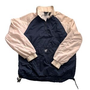 Vintage USA Olympics Windbreaker Jacket Large Blue Pockets  1/4 Zip Mesh